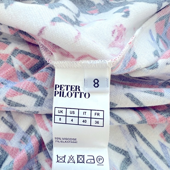 PETER PILOTTO - fitted long sleeved dress optical print red blue white - size 4 - Picture 7 of 10